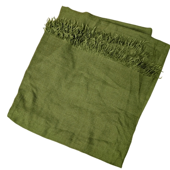EILEEN FISHER Celadon Apple Green Silk Cashmere Square LargeWinter Scarf 50"x50" - Picture 2 of 9
